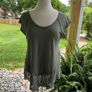 Altar’d State Boho Olive Green short Sleeve Top Size
